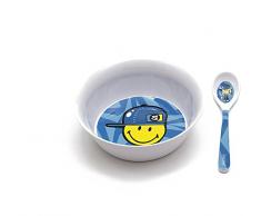 Smiley Boy Frühstücks-Set 2-teilig, blau, 14 cm
