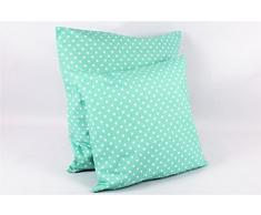 1buy3 Kissenbezug Punkte Mint 40cmx 40cm aus 100% Baumwolle mit Reißverschluss