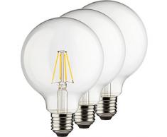 MÜLLER-LICHT 400202 A++, 3er-SET Retro-LED Lampe Miniglobe ersetzt 75 W, Glas, E27, weiß, 9.5 x 9.5 x 14 cm dimmbar