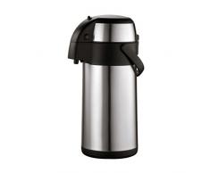 axentia Airpot in Silber, Pumpkanne aus rostfreiem Edelstahl, Isolierkanne mit Doppelwand, Isolierflasche mit Pumpe und unzerbrechlichem Korpus, Pump-Kaffeekanne mit Tragebügel, Volumen: ca. 3 L