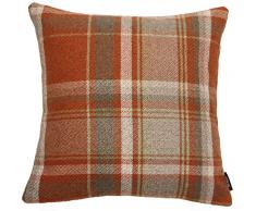McAlister Textilien Heritage Kissenbezug in Terracotta Orange Größe 45 x 45 cm gewobenes Tartan-Muster kariert Deko Kissenhülle pflegeleichtes Wolle-Gefühl Zierkissen für Sofa, Couch