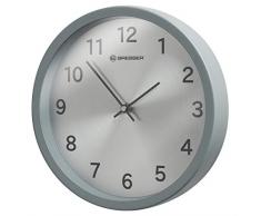 Bresser Wanduhr MyTime Silver mit Edelstahlrahmen und geräuschlosem manuellem Uhrwerk, 25cm Durchmesser