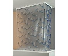 ECO-DuR 4024879002480 Kassetten ECK Duschrollo 137 x 62 cm silber - Ocean blauweiß