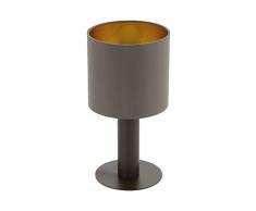 EGLO Tischlampe Concessa 1, 1 flammige Textil Tischleuchte, Nachttischlampe aus Stahl und Stoff, Farbe: Dunkelbraun, cappuccino, gold, Fassung: E27, inkl. Schalter
