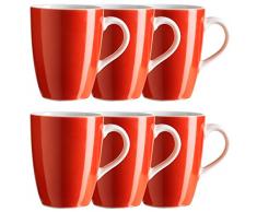 Mäser, Serie Swoon, Kaffeebecher 37,5 cl, im 6er-Set, Porzellan Teller Set in der Trendfarbe ROT