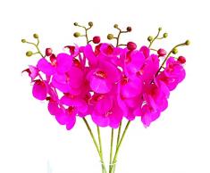 htmeing 5 PCS Künstliche Schmetterling Orchidee Blume Blumen Pflanze Fake Home Hochzeit Dekoration dunkelviolett