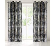 Eurofirany Vorhang Metallic Muster Matt Schimmernd 8 Ösen Edel Elegant Hochwertig Glamour Schlafzimmer Wohnzimmer, SCHWARZ + Gold, 140X250cm