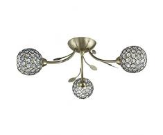 Searchlight 3-armige Deckenleuchte Antikes Glas und Messing. Ref. 6573-3ab, 35 W, gealtert.