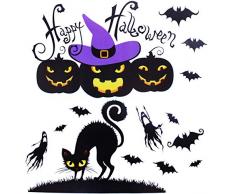Halloween Fenster klemmt - Happy Halloween Kürbis Fledermaus schwarze Katze Fenster Aufkleber Party Dekorationen