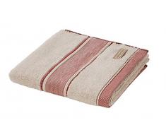 möve Spa Handtuch Uni mit breiter Bordüre 50 x 100 cm aus 80 % Baumwolle / 20 % Leinen, nature / sienna