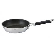 RÖSLE SILENCE Bratpfanne Ø 20 cm mit Antihaftversiegelung ProResist, Edelstahl 18/10, silber/schwarz-blau, Silikongriff, kratzfest, Profiqualität, induktionsgeeignet, spülmaschinengeeignet, PFOA frei