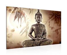 Bild Buddha Wandbild Vlies - Leinwand Bilder XXL Format Wandbilder Wohnzimmer Wohnung Deko Kunstdrucke Braun 1 Teilig - MADE IN GERMANY - Fertig zum Aufhängen 500314a