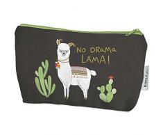 Die Geschenkewelt 45571 Mäppchen mit Lama und Kaktus, 20 cm x 12 cm x 4 cm, mit Reißverschluss, Geschenk-Artikel, Polyester, Mehrfarbig