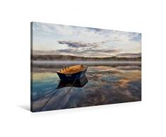 Premium Textil-Leinwand 90 x 60 cm Quer-Format Morgenstimmung am SannesjÃ¶n/VÃ¤stra GÃ¶talands lÃ¤n | Wandbild, HD-Bild auf Keilrahmen, Fertigbild auf hochwertigem Vlies, Leinwanddruck von Manuela Falke