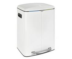 Wenko 54911100 Treteimer Easy Close Primo, Mülleimer mit Absenkautomatik, Stahl, 45 x 60 x 42 cm, weiß