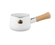 Honeyware 87059 Solid Line Stielkasserolle aus Emaille, Durchmesser 12 cm, 0,75 L, weiß, für alle Herdarten inklusive Induktion