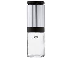 Silit Piccante Salz und Pfeffermühle unbefüllt, 13,5 cm, Edelstahl Glas Keramikmahlwerk Mühle für Salz, Pfeffer, Chillischoten