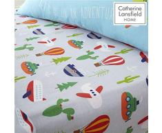 Catherine Lansfield Animal Adventure Spannbetttuch für Einzelbett, pflegeleicht, Blau