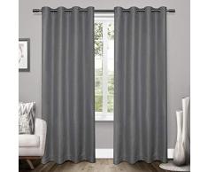 Exclusive Home Vorhänge Tweed Strukturierte Leinen gewebt Blackout Tülle Top Fenster Vorhang Panel, Black Pearl, 52 x Beton, Set von 2