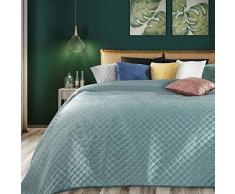 Eurofirany Bettüberwurf Velvet Samt Tagesdecke Fischschuppenmuster Gesteppte Decke Überwurf Steppdecke Elegant Edel Glamour Schlafzimmer Wohnzimmer Gästezimmer Lounge, Mint, 220X240cm