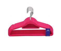 JVL Simple-Kollektion Velvet Touch dünn platzsparend rutschfest Kleiderbügel 50 Stück, recyceltem ABS Kunststoff, Nylon, Zink, Pink, 41, 5 x 0,5 x 22,5 cm