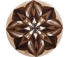 Grund Badteppich 100% Polyacryl, ultra soft, rutschfest, ÖKO-TEX-zertifiziert, 5 Jahre Garantie, AUSSAGEKRAFT, Badematte 100 cm rund, braun