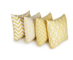 Penguin Home 4er pack koordiniert Dekorative quadratische Kissenbezüge Luxus und stilvolle Taschen für das Wohnzimmer-Sofa, Schlafzimmer mit unsichtbarem Reißverschluss 45 x 45 cm - Gelb