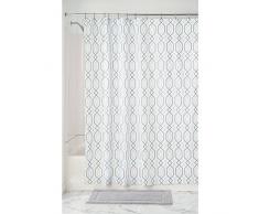 InterDesign Lattice Textil Duschvorhang | 183 cm x 183 cm Duschabtrennung für Badewanne und Duschwanne | Vorhang aus Stoff mit dezentem Muster | Polyester mint/grau