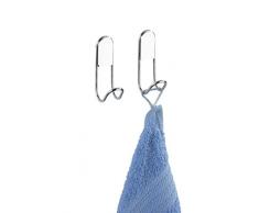 WENKO 20642100 Wandhaken Classic, 2er Set, Stahl, 2 x 9 x 5.5 cm, Chrom
