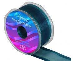 Eleganza 38 mm x 25 m Geschenkband aus Organza mit Satin-Einfassung, Teal 56