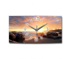 Kreative Feder Strand Felsen Designer Funk Wanduhr Funkuhr modernes Design * Made in Germany* WA169FL *leise kein Ticken