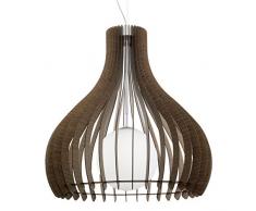 EGLO Hängeleuchte, Stahl, E27, Nickel-matt/weiß/braun, Ø 80 cm