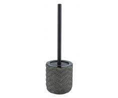 Wenko WC-Garnitur Mantua, hochwertiger Bürstenhalter aus edler Keramik, handbemalt, inklusive Toilettenbürste, Ø 8 x 10 cm, Schwarz