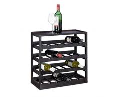 Relaxdays Weinregal aus Holz H x B x T: ca. 52 x 52 x 25 cm robustes Flaschenregal für Wein Weinflaschenregal in edlem schwarz Weinflaschenhalter mit 4 Ebenen für 20 Flaschen Flaschenhalter, schwarz