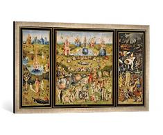 Gerahmtes Bild von Hieronymus Bosch Der Garten der Lüste, Kunstdruck im hochwertigen handgefertigten Bilder-Rahmen, 100x50 cm, Silber Raya