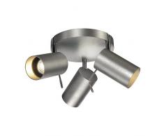SLV Asto Tube 3 Round Wand und Deckenleuchte, runde Rosette, alu brushed, 3x GU10, maximal 75 W 147424