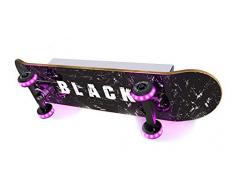 Evotec EASY CRUISER BLACK LED Skateboard - Wandleuchte 5-flg. / 3000K / 9W / 900 Lumen/Wheels RGB/Lichtsteuerung per Fernbedienung, Holz, 9 W, Transparent, Small