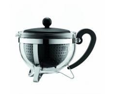 Bodum 1975-01-2 Chambord Teekanne, 1 L mit farbigem Plastikdeckel, Griff und Filter, schwarz