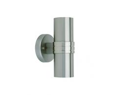 Brilliant Hanni Außenwandleuchte, 2-flammig, GU10 LED, 2x 3 W, 240lm, 3000K, edelstahl G96230/82