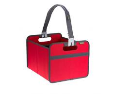 Shopper Bundle Hibiskus Rot / Uni stabil abwischbar Transport Autobox Tragegriff platzsparend Qualität Korb Picknick Ausflug Wochenende Einkäufe Vorratsraum