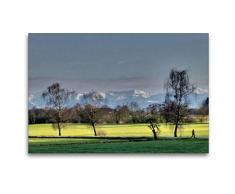 Calvendo Premium Textil-Leinwand 120 cm x 80 cm quer, Markdorf, Blick auf die Alpen | Wandbild, Bild auf Keilrahmen, Fertigbild auf echter Leinwand, Leinwanddruck Orte Orte