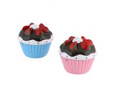 axentia Kuzzeitwecker Mehrfarbig, Eieruhr aus hochwertigem Kunststoff, bis zu 60 Minuten Timer mit Cupcake Design in Pink oder Blau (je nach VerfÃ¼gbarkeit), robuste Backuhr optisch ansprechend Kurzzeitwecker, 7 x 7,7 x 7,4 cm