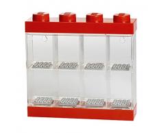LEGO Minifiguren-Schaukasten für 8 Minifiguren, Stapelbare Wand- oder Tischbox, rot