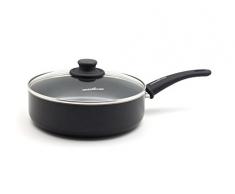 GreenChef Schmor-Bratpfanne Servier-Pfanne Keramik-Beschichtung Induktion spülmaschinen-geeignet, Aluminium, Schwarz, 28 cm