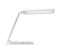 Gastroback LED Schreibtischlampe mit induktiver Ladestation, Qi Wireless Charger und USB-Anschlüssen, Plastik, Integriert, 60 W, Silber, 28 x 6 x 32 cm