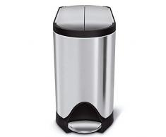 simplehuman, 10 Liter, schmetterling Treteimer, gebürsteter Stahl, 10 Jahre Garantie