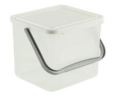 Rotho Basic Aufbewahrungsbox 4.5 l mit Deckel, Kunststoff (PP), transparent/weiss, 4.5 Liter (21 x 20 x 18 cm)