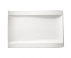 Villeroy & Boch New Wave Flach Teller, Eckig, Porcelain, Weiß, Gourmetteller 37 x 25 cm, 4