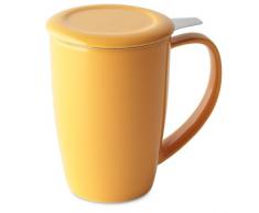 Forlife Curve Teetasse mit Teesieb und Deckel, 425 ml 15-Ounce / 443 ml mandarin