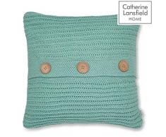 Catherine Lansfield Überwurf, Grobstrick, Duck Egg, Kissenbezug